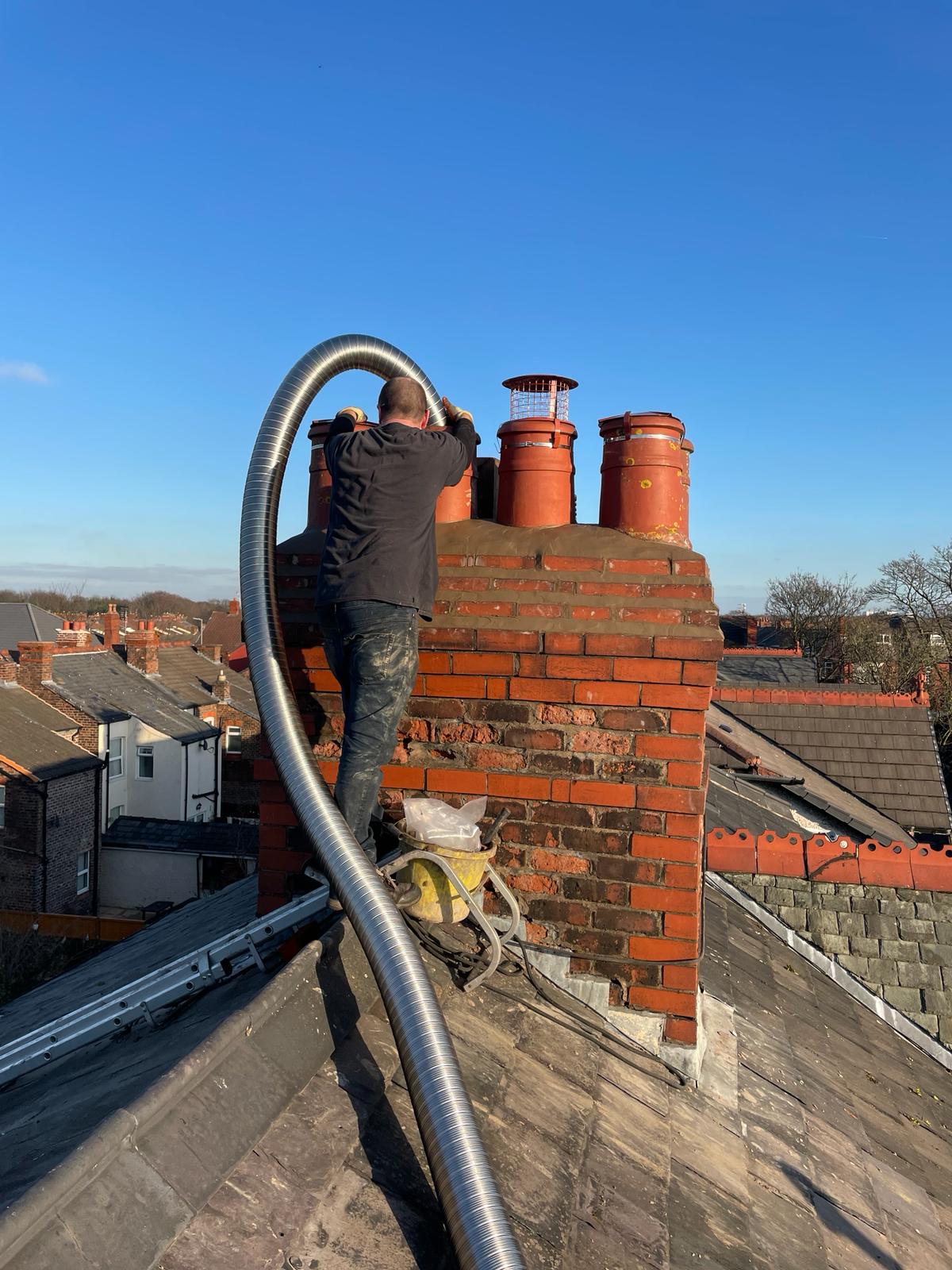 Installing flue liner